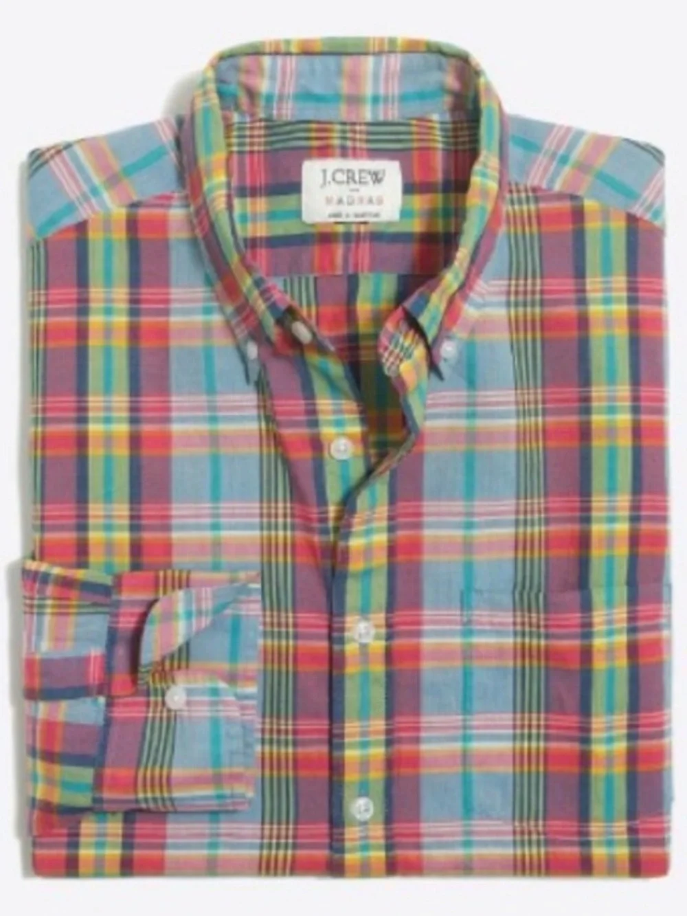 J. Crew Slim Madras Plaid Button Down Oxford Shirt